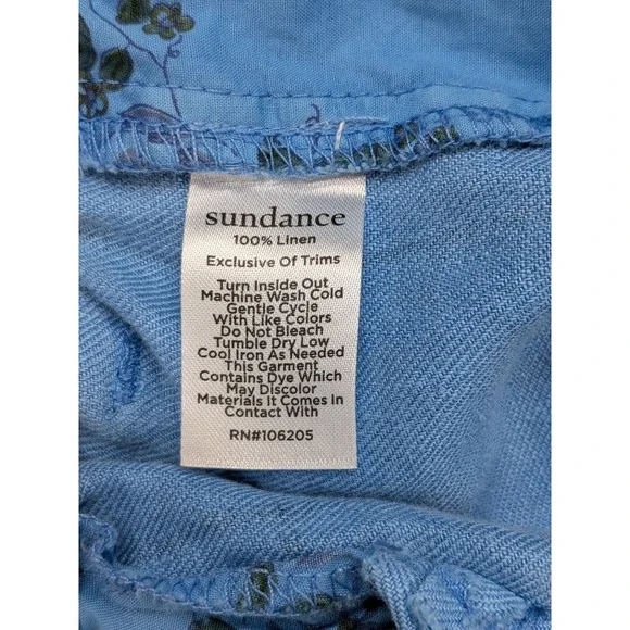 Sundance‎ Pants Womens 2 Blue Windowpane Linen Lightweight Elastic Waist Casual - Picture 6 of 8
